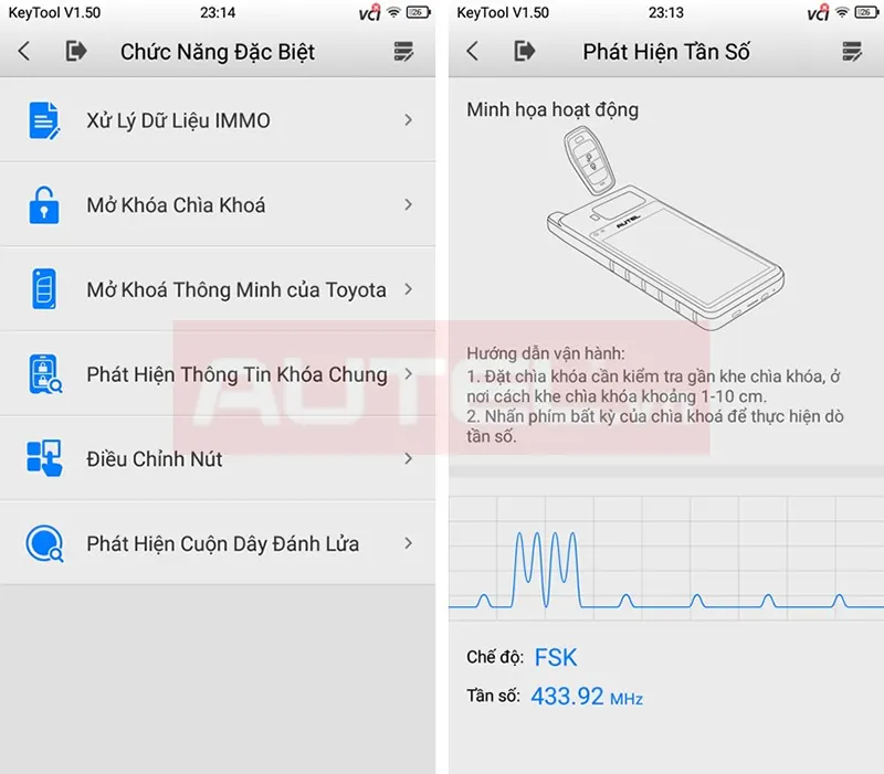 Kiểm tra tần số sóng remote và cuộn từ ổ khóa