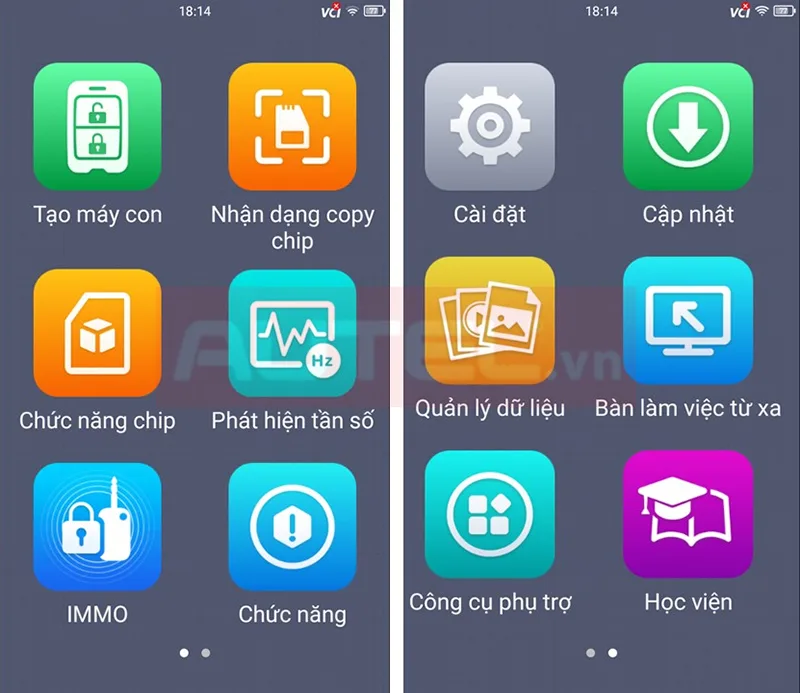 Giao diện chính trên Autel KM100