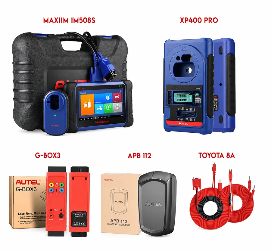 autel im508s, xp400 pro, g-box3, apb112, toyota 8a